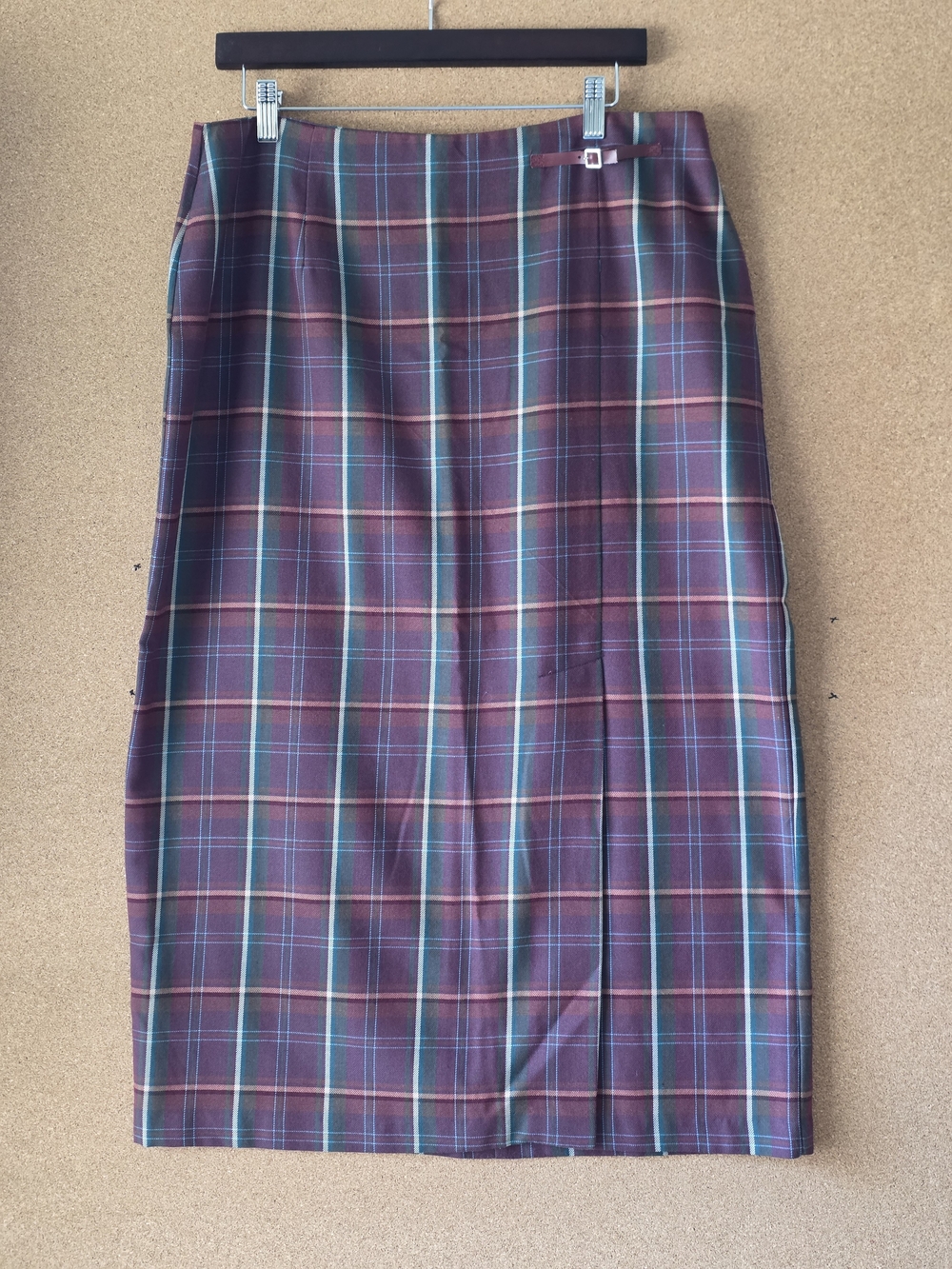 Sag Harbor Women’s 14 Plaid Pencil Skirt Maroon Green Maxi Tartan Skirt